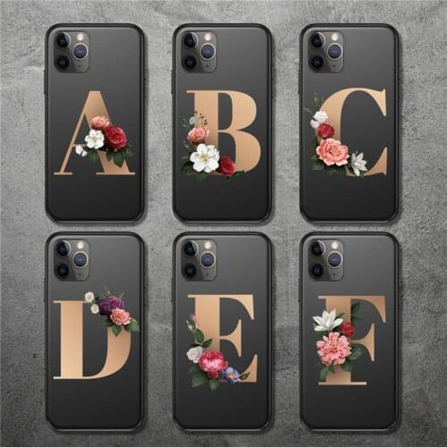 GTWIN Vintage Gold Floral Letter Phone Case For iPhone 11 Pro Max X XR XS 5 5s SE 6 6s 7 8 Plus Soft Silicone Protection Cover