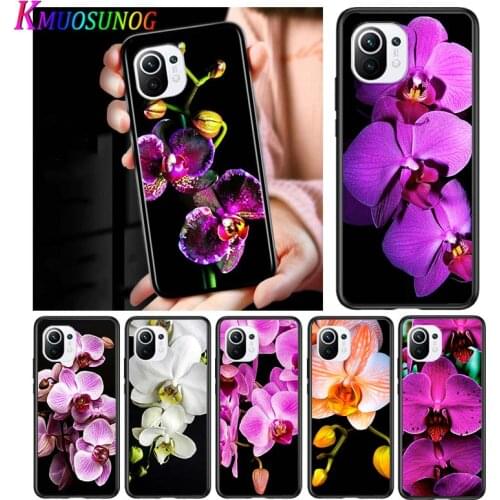 Orchid Flowers Colorful for Xiaomi Mi 11 10T Note 10 Ultra 5G 9 9T SE 8 A3 A2 A1 6X Pro Play F1 Lite 5G Black Phone Case