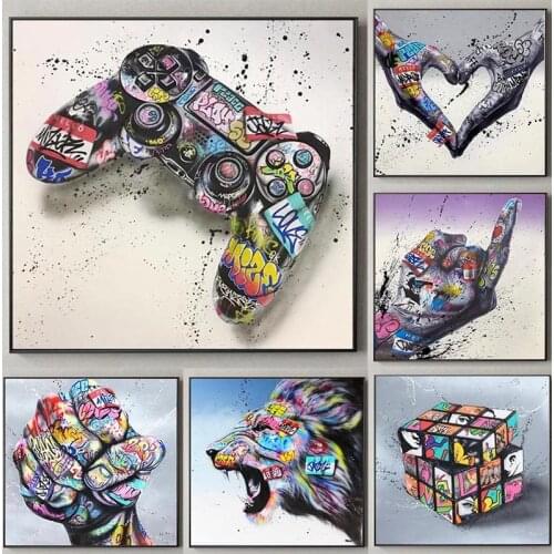 DIY 5D Diamond Painting Graffiti Art Game Handle Cross Stitch Kit Diamond Embroidery Mosaic Art Rhinestone Home Decoration Gift