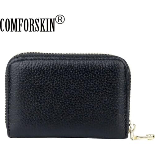 COMFORSKIN Guaranteed Genuine Leather Brand Designer ID Card Case Unisex Credit Card Holders 2018 Large Capacity Card Wallets