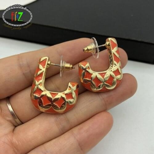 F.J4Z Fashion Design Earrings for Women Baroque Enamel J Shaped Hook Earring DropShipping Jewelry Wholesale