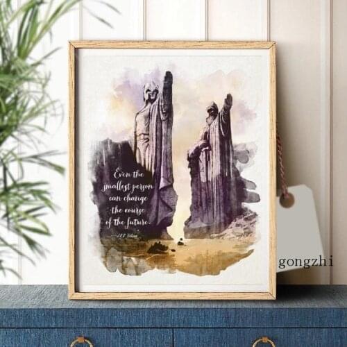 Fantasy Literature Classic Movie J.r.r. Tolkien Quote Poster Watercolor Canvas Painting Prints Wall Art Pictures for Home Decor
