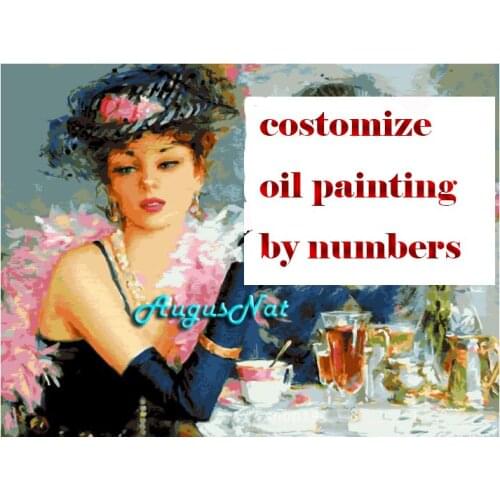 Custom photo oil painting by numbers on linen figure pet portrait picture scenery wall art poster customize design diy craft