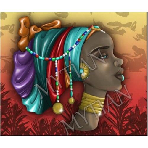 Hot 5d diy diamond Embroidery Volledige 5d full square/ Round Diamond Painting"African Pearl Lovely Lady" Picture Of Rhinestones