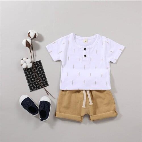 Children Clothes Set Boys Casual Sport Clothing Sets 2PCS Cotton Linen Pant Trouser Kids T shirt+Shorts Clothes for Summer