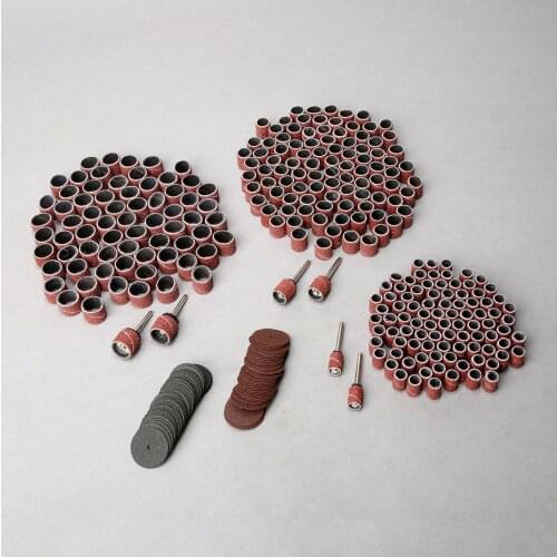 300Pcs 6.35mm 9.5mm 12.5mm Sand Circle Sandpaper Drum Sanding Bands & 6Pcs Sanding Drum+72Pcs 24mm Grinding Cutting Wheel Discs