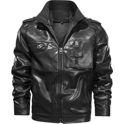 New Spring Leather Jacket Men Stand Collar Motorcycle Coats Autumn Casual Mens Leather Jackets and Coats Slim Windbreaker Male