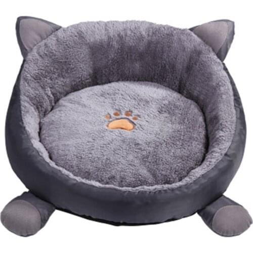 Cute Cat Ear Plush Cat Bed House Cat Mat Winter Warm Sleeping Cats Nest Soft Dog Beds Basket Pet Cushion Portable Pets Supplies