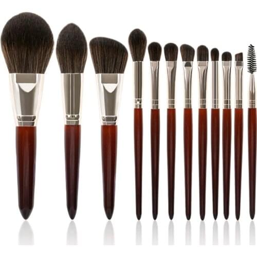 12pcs Wood Handle Makeup Brush Set Blush Brush Set Eye Eyeliner Powder Foundation Make Up Brushes Set Cosmetic Tools Kit