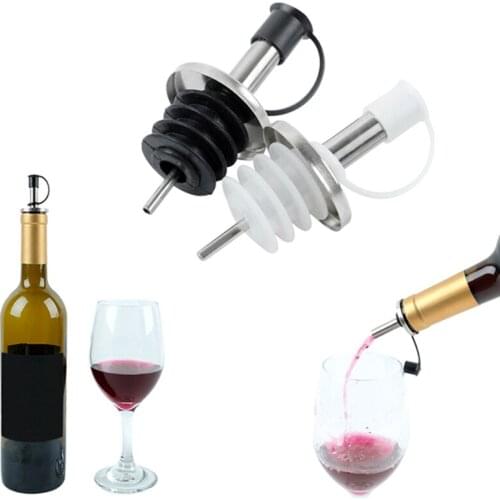 Stainless Steel Oil Bottle Spout Pourer/Mouth with Stopper Flask Dry Red Wine Pot Bottle Cork Plug Olive Pourer Dispenser 1PC