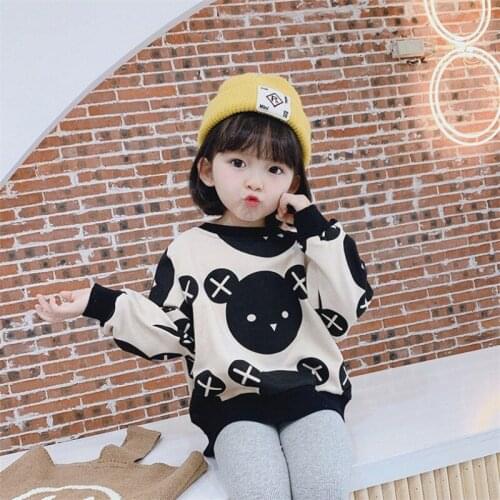 New Boy Girl Casual Childrens Knitted Woolen Cute Bear Spring/Winter Kids Long Sleeve Keep Warm Thicken Shirt Plus Velvet