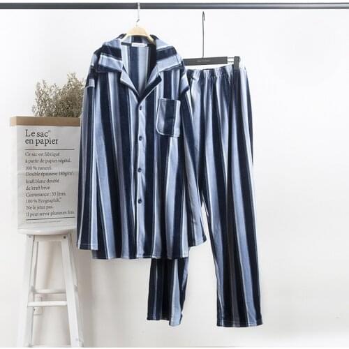 New Winter Mens Pajamas Set Thicken Warm Flannel Sleepwear For Man Striped Printed Plus Size 5XL 6XL Male Homewear Pyjamas