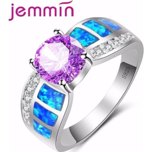 New Arrivals 925 Sterling Silver Silver Color Ring Unique purple Rainstone Ring Of Female Weeding Accessories