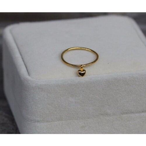 Pure 999 Solid 24K Yellow Gold Ring Lucky Smooth Heart Ring