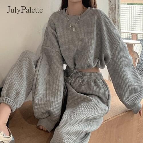 JulyPalette Spring Autumn Casual Two Piece Tracksuit Set Women Loose Tops and Pants Sports Suit Women 2021 Pullovers Women Sets