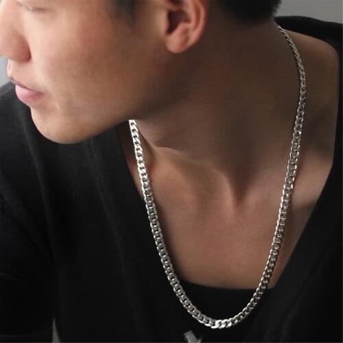 10MM 925 sterling silver necklace ins style hip-hop mens necklace fashion whip chain domineering mens jewelry