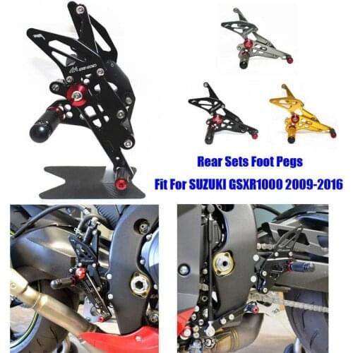 Fit For Suzuki GSXR1000 2009-2016 13 14 15 CNC Adjustable Footrest Foot Peg Pedal Mount Bracket Sets Footpeg Rider Rear Rearset