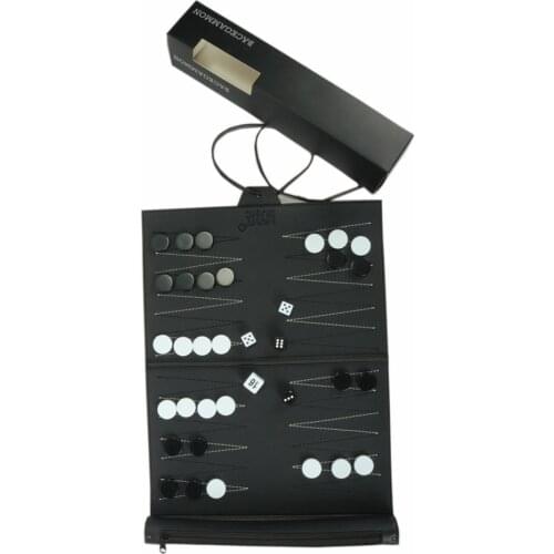 Portable Travel Games Backgammon Set Folding Leather Chessboard PU Chess Board For Childrens Educational Games 34.5*25.5cm