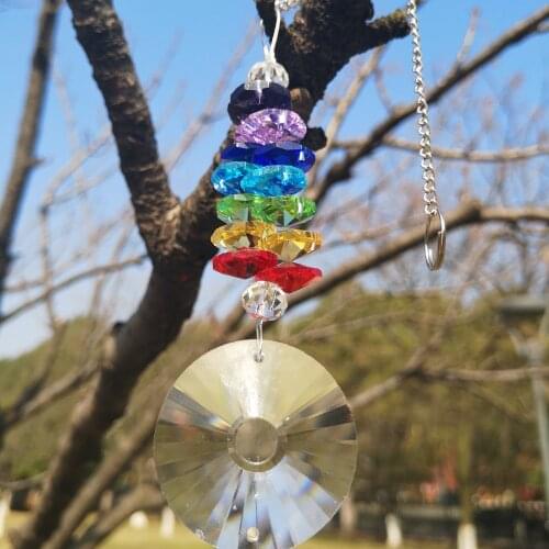 1PCS Handmade Rainbow Crystal Suncatcher Ornament Chakra Hanging Pendant Window Sun Catcher with Sunflower Gift