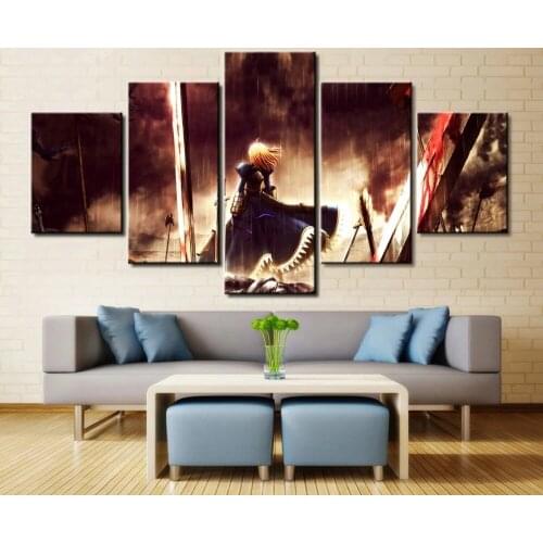Anime Fate/Stay Night Sabre Canvas Painting 5 Pieces Hd Printed Poster Wall Canvas Art Room Decoration