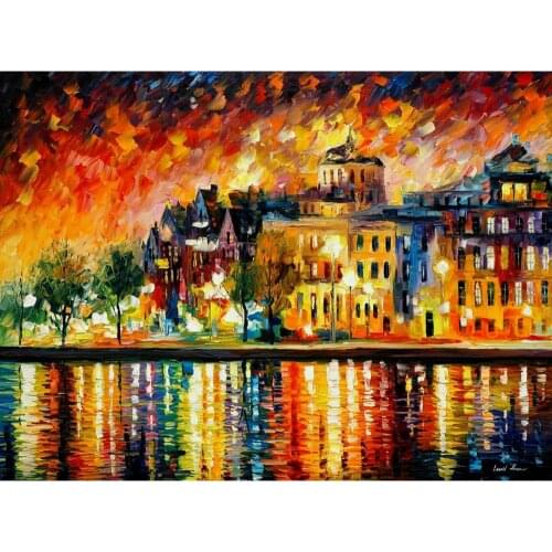 Hand painted Palette knife painting copenhagen oil on canvas modern art Landscape for room decor