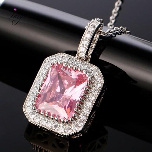 Silver Pendant Necklace Rectangular 10 * 12MM Color Purple Multicolor Zircon Pendant Necklace Party Gift Anniversary Wholesale