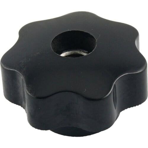 SHGO HOT- M10 10mm Dia Thread Black Plastic Star Head Clamping Knob Grip