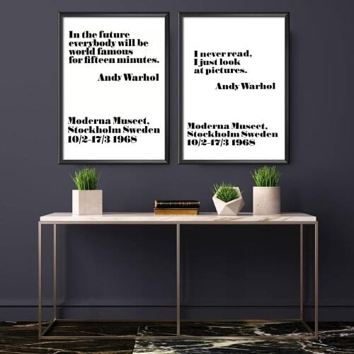 Modern Minimalist Andy Warhol Quotes Poster Living Studio Room Art Prints Set Of 2 Print Colorful Painting No Frame Pictures