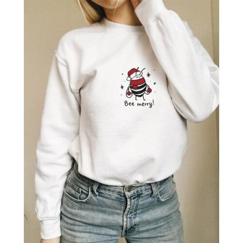 Bee Merry Colored Sweatshirt Cute Womens Christmas Gift Pullovers Harajuku 90s Winter Graphic Sweatshirts Tops Drop Shipping