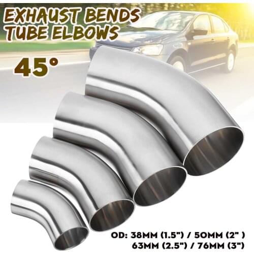 1.5 / 2 / 2.5 / 3" OD Universal 45 Degree 201 Stainless Steel Car Exhaust Pipe Bends Tube Elbows Connector Car Accessories