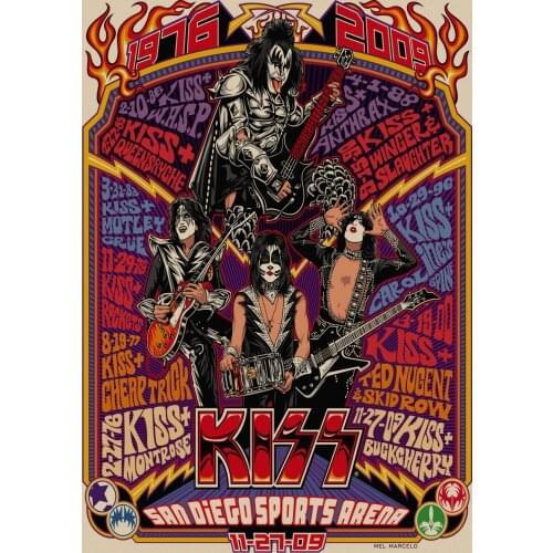 Vintage Poster Kiss band Kraft retro European and American music team star classic decorative painting retro poster A2