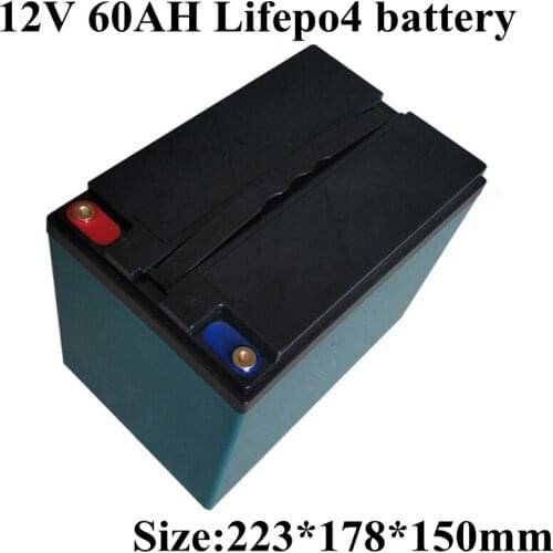 Waterproof Lifepo4 12V 60AH Lithium Battery BMS 4s 12.8V for 600W Inverter UPS Lamp Mobile Power EV Equipment + 5A Charger