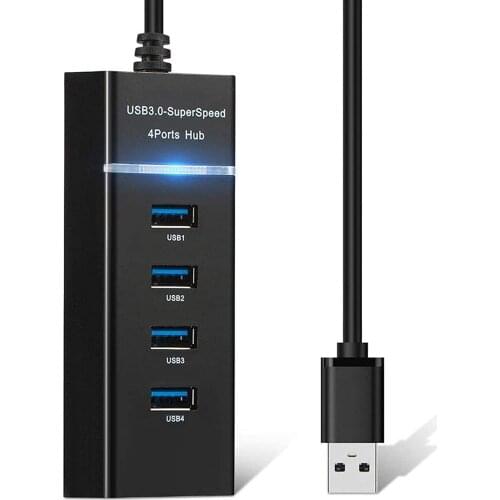 High Speed 4 Port USB 3.0 Data Transfer Hub Splitter Portable LED Mini Expander Adapter for PS4 PS4 Pro PS4 Slim Xbox ONE Xbox