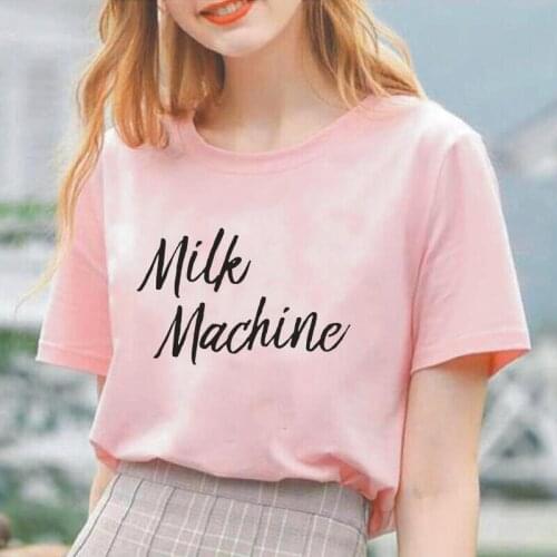 Funny Milk Machin Motherhood Print Women Tshirt Harajuku T Shirt Women Tops Summer Short Sleeve Tee Shirt Femme Camiseta Mujer