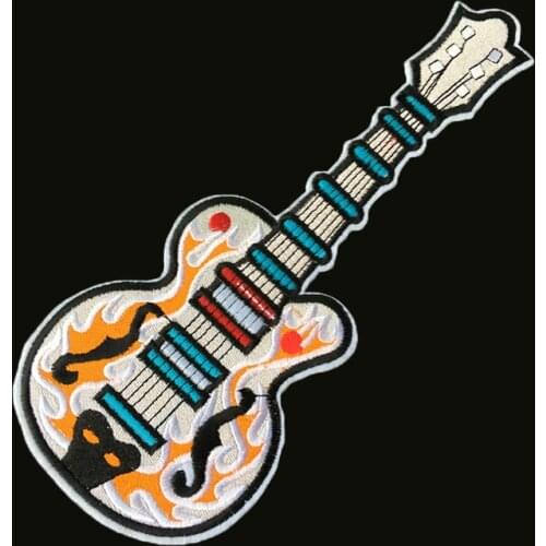 Guitar Sticker Punk Rock Music Band Guitarist Iron on Fabric Patch Clothes Apparel Decorative Badge Stripe