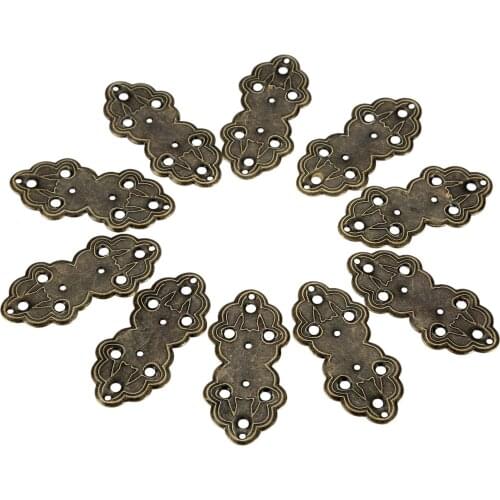 10Pcs Wood Jewelry Box Desk Corner w/screw Decor Guard Antique Bronze Sticker Craft Iron Embellishment Scrapbook Album 50*24mm
