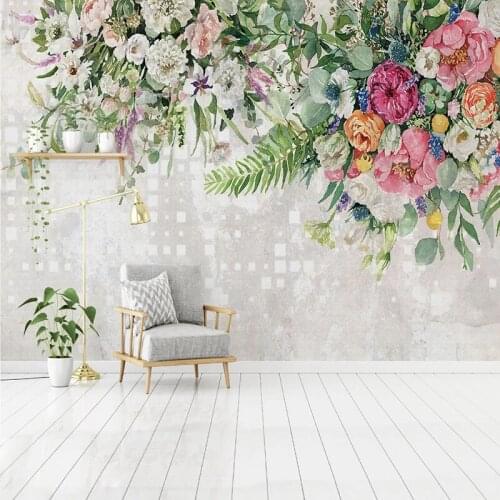 Custom 3D Wallpaper Hand Painted Flowers Pastoral Style Mural Living Room Bedroom Romantic Decor Wall Painting Papel De Parede
