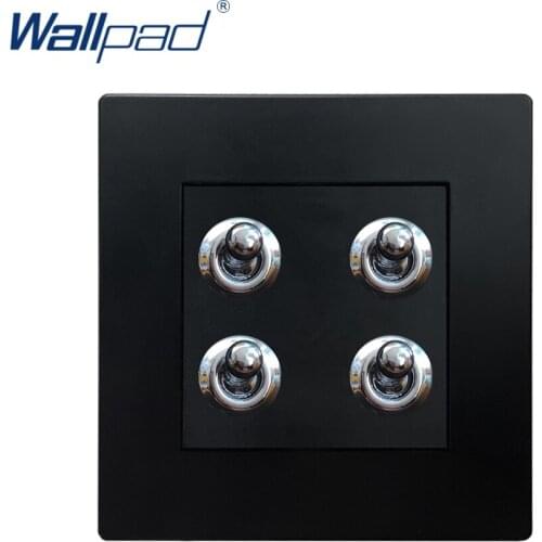 4 Gang 2 Way Toggle Switch Wallpad Luxury Wall Light Switch 16A AC110~250V Black PC Panel