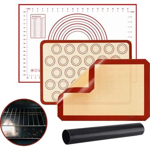 4PCS/Set Baking Set Silicone Baking Mats for Baking Sheets Pastry Dough Rolling Macaron Mat Oven Liners Heat Resistant