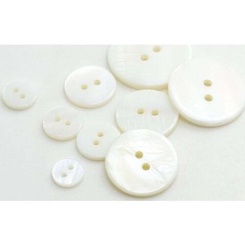50pcs/lot 9mm/10mm/11mm/12mm/15mm/18mm/20mm/23mm fashion natural White mother pearl shell button 2 holes flat shirt button