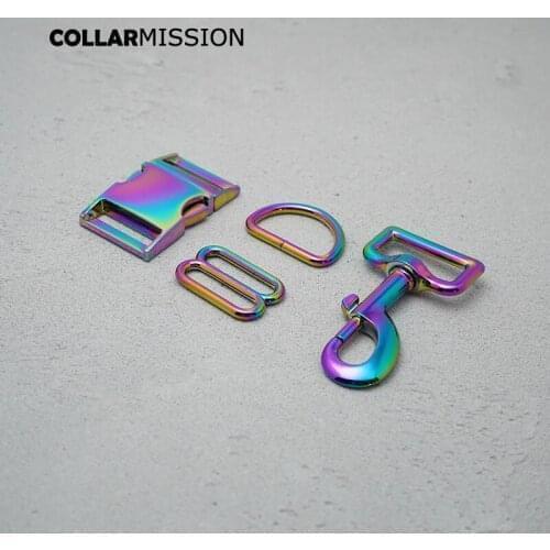 50psc/lot (metal buckle+adjust buckle+D ring+metal clasp/set)30mm buckle DIY dog collar part 8 colours