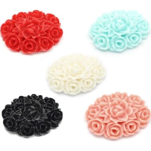 50Pcs Mixed Flower Resin Beads Decoration Crafts Flatback Cabochon Scrapbooking Fit Phone Embellishments Diy Accessories