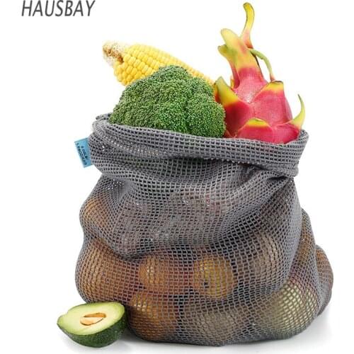 Reusable 9pcs Produce Bags Cotton Mesh Produce Shopping Bag Set Organic Eco Friendly Washable Storage Bags for Fruit Vegetables