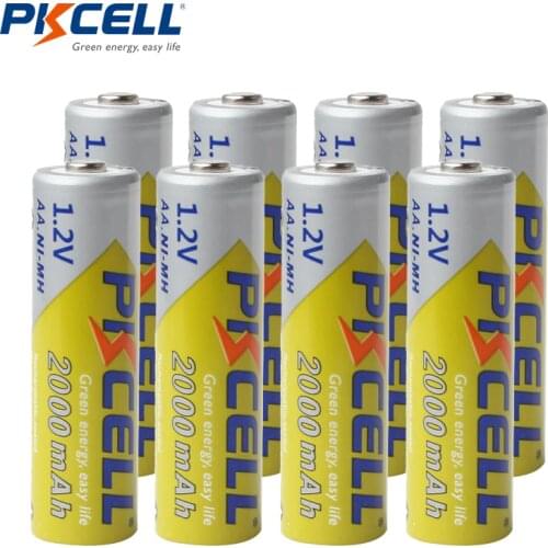 8Pcs/lot PKCELL AA Batteries NI-MH 2A 2000mAh 1.2V AA Rechargeable Battery Bateria Baterias AA NIMH batteries for flashlight