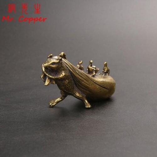 Antique Copper Five Mice Statue Lucky Miniature Figurines Car Desktop Ornaments Home Decorations Crafts Creative Tea Pets Decors