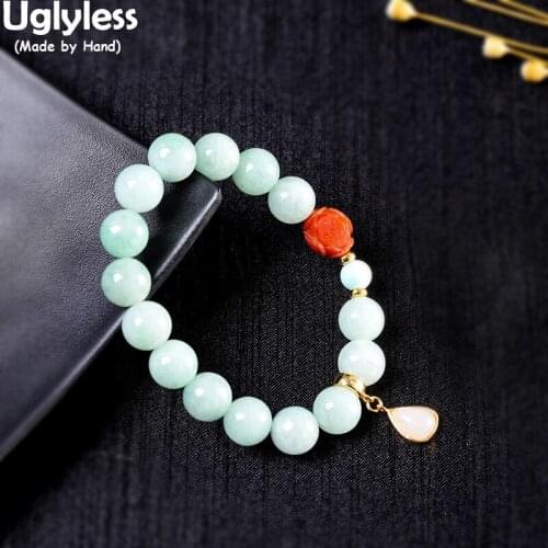 Uglyless Adjustable Elastic Rope Multi Gemstones Beading Jewelry Women Natural Agate Jade Emerald Bracelets 925 Silver Bracelets