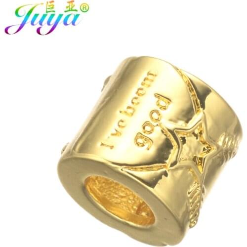 Juya DIY Star Angle Pattern I've Boom Good Letter 10*9mm Big Hole Charm Bead Accessories For Beadwork Jewely Making