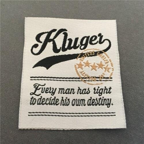 Factory Price Customized 4.5*5.2cm High Density Garment Label Woven Label / Clothing Main Label