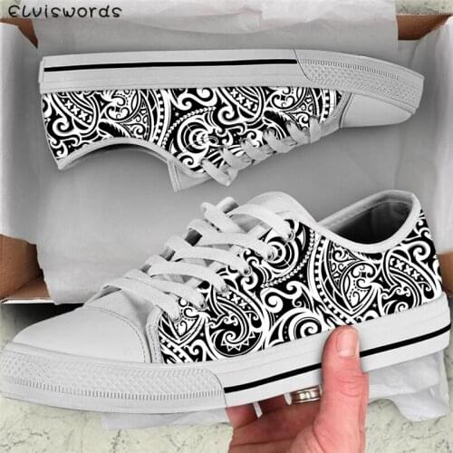 ELVISWORDS African Print Women Vulcanized Shoes Ethnic Tribes Tattoo Design Multicolor Canvas Low Top Flats for Students Zapatos