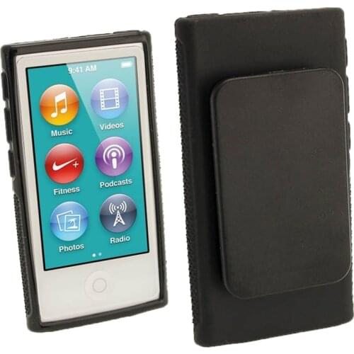 Hybrid TPU Silicone Case For Apple iPod Nano 7 protection cases 7th Generation Nano7 7G Cover Coques fundas with Belt Clip Black
